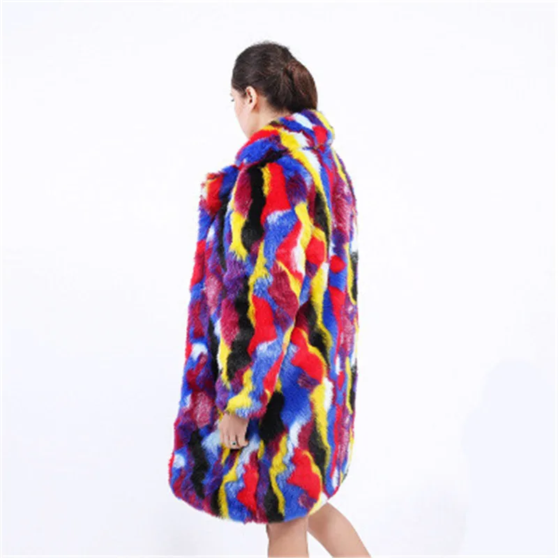 Женское пальто из искусственного меха теплое в стиле хип-хоп Длинная ветровка