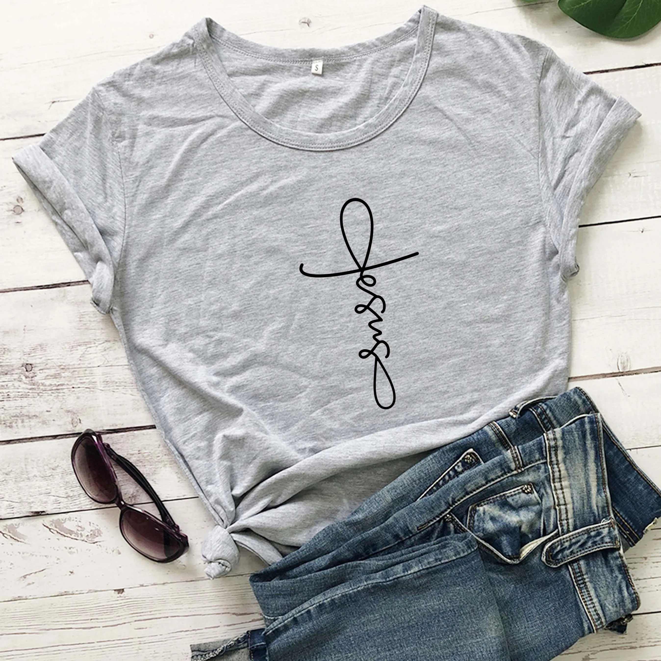 

Женская футболка с надписью Faith cross graphic, модная хипстерская футболка из чистого хлопка с изображением Христианской Библии для крещения, пов...