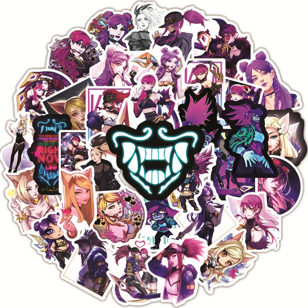 

10/30/50PCS Game LOL KDA Anime Stickers Laptop Water Bottle Skateboard Waterproof Aesthetic Graffiti Decal Sticker Packs Kid Toy