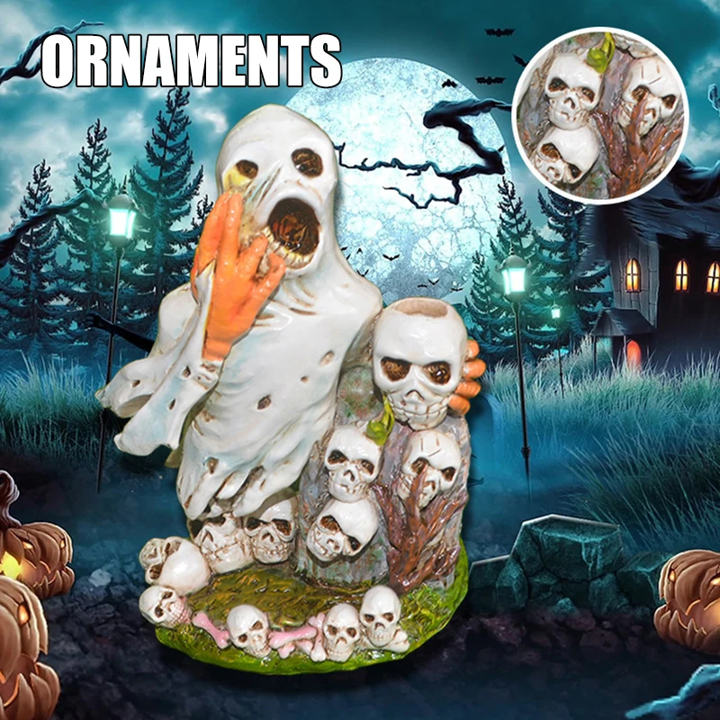 

Newly Horror Skull Ornament Hand-Painted Resin Aromatherapy Holder Creative Halloween Decoration for Home Bedroom Office