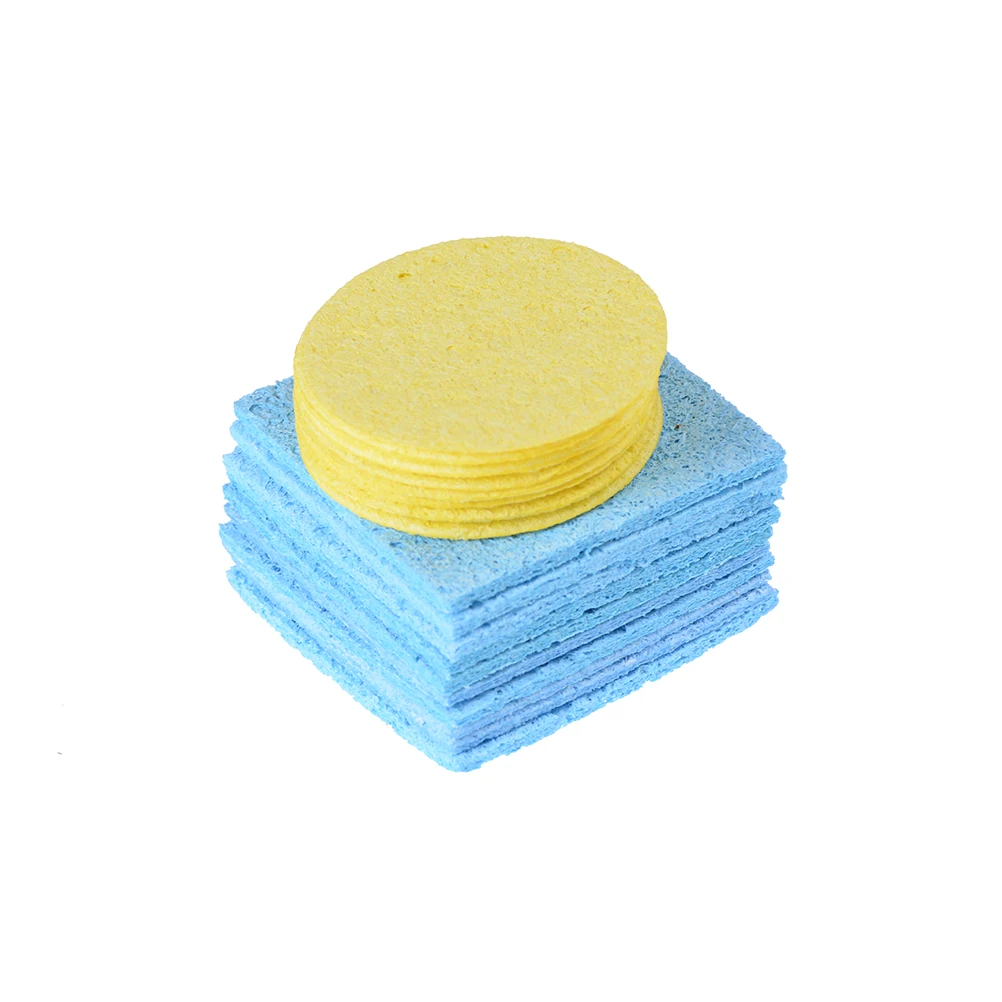 

10pcs Solder Iron Tip Welding PCB Cleaning Pads Universal Soldering Iron Replacement Sponges Yellow Or Blue 5cm, 6x6mm