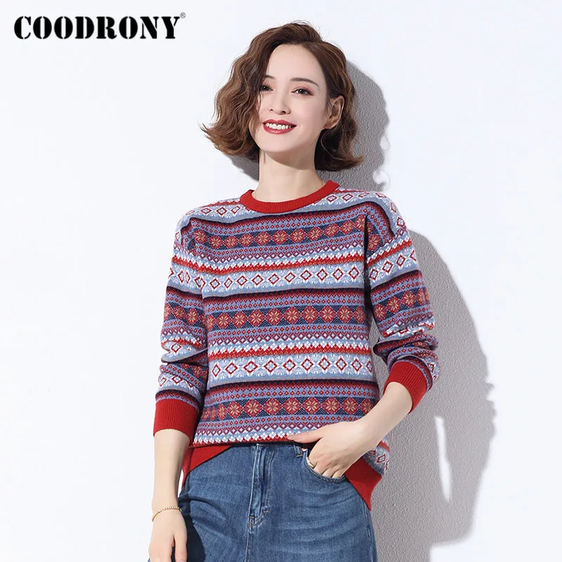 

COODRONY Brand Casual High Quality Soft Wool Jumpers Women 2020 Autumn Winter Geometric Slim Female Pullovers Sweaters W1095