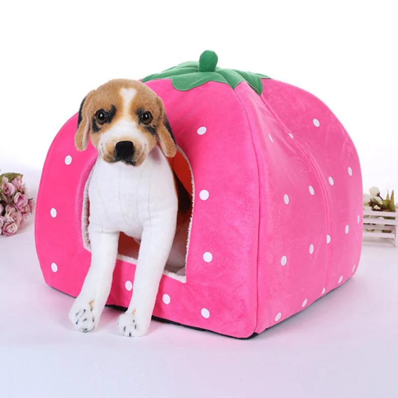 New cute puppies kennel 4 colors cat rabbit guinea pig bed dog house strawberry collapsible soft high quality pet houseXS-XL | Дом и сад