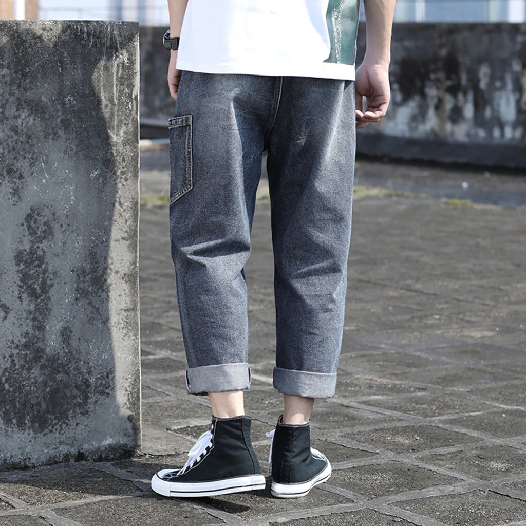 SAGACE мужские прямые свободные джинсы большого размера с дырками однотонные