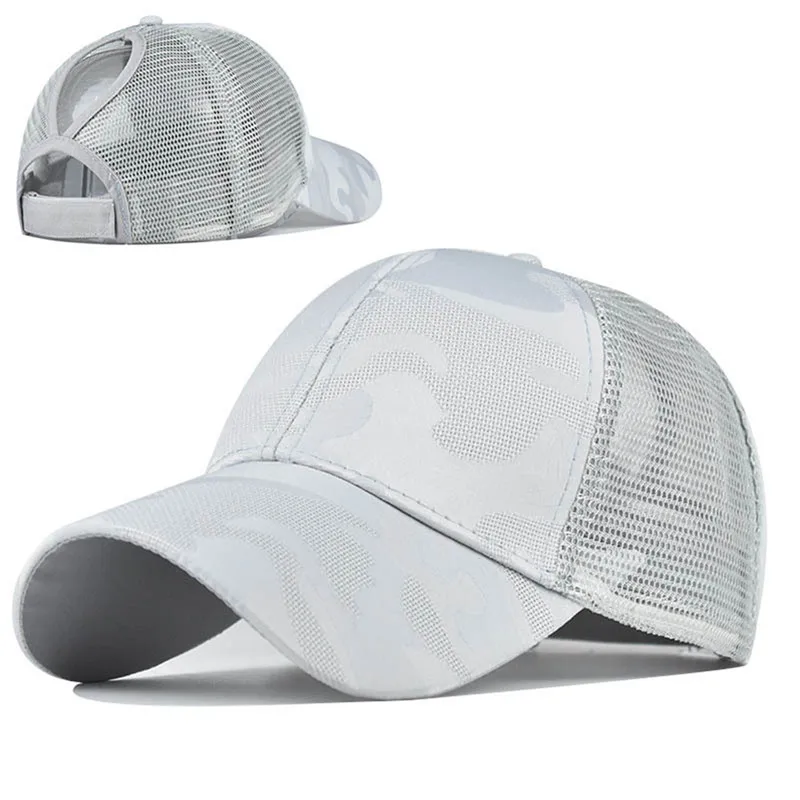 

2022 Women's Ponytail Baseball Cap Mesh Camouflage Summer Leisure Simple Snapback Cap Outdoor Streetwear Sport Hat For Women Men