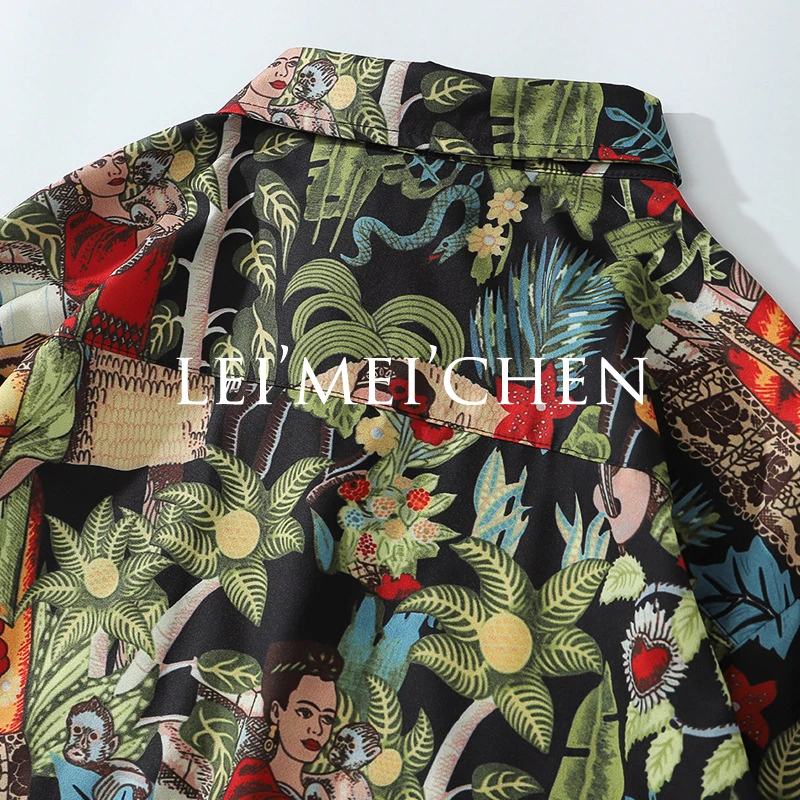 

LEIMEICHEN Casual Printed Long Sleeve Shirt Men High Streetwear 2020 Fall Women Shirt Retro Shirts Harujuku Mens Shirt YD3238