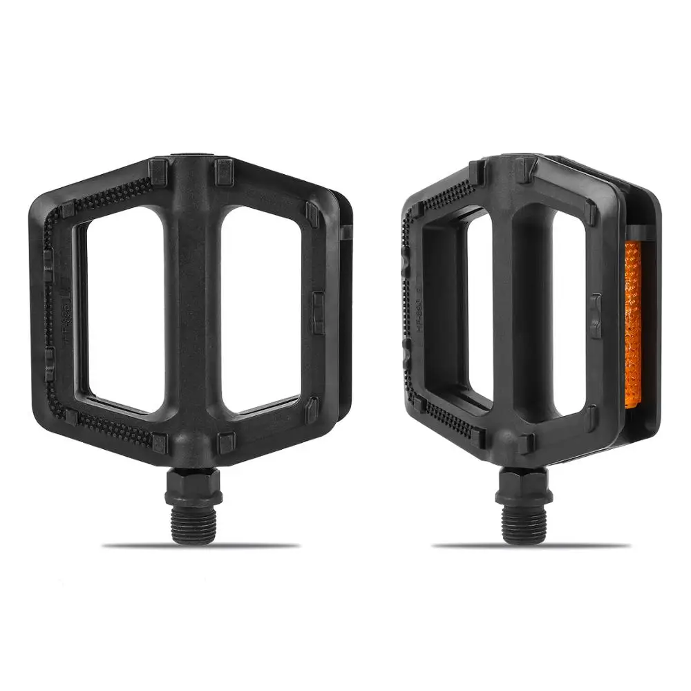Black WEST BIKING MTB Road Bike Pedals Bicycle Pedal Cycling Mountain Bike Foot Plat Anti-slip 9''16 Standard Universal 1 Pair Pedals - Цвет: Black