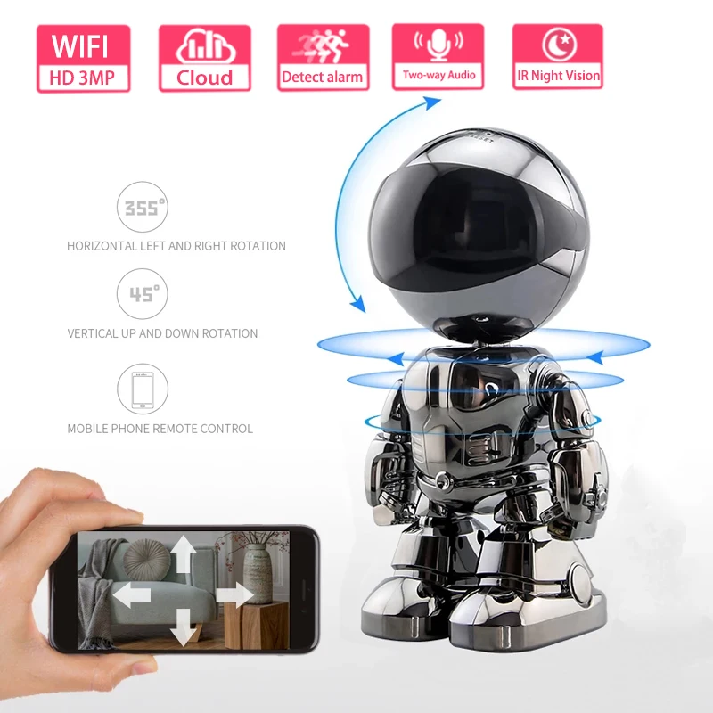 

2MP 1080P IP Camera Wireless Security Robot Camera Home Two-way Audio Surveillance Hidden Camera Wifi Night Vision CCTV Camera