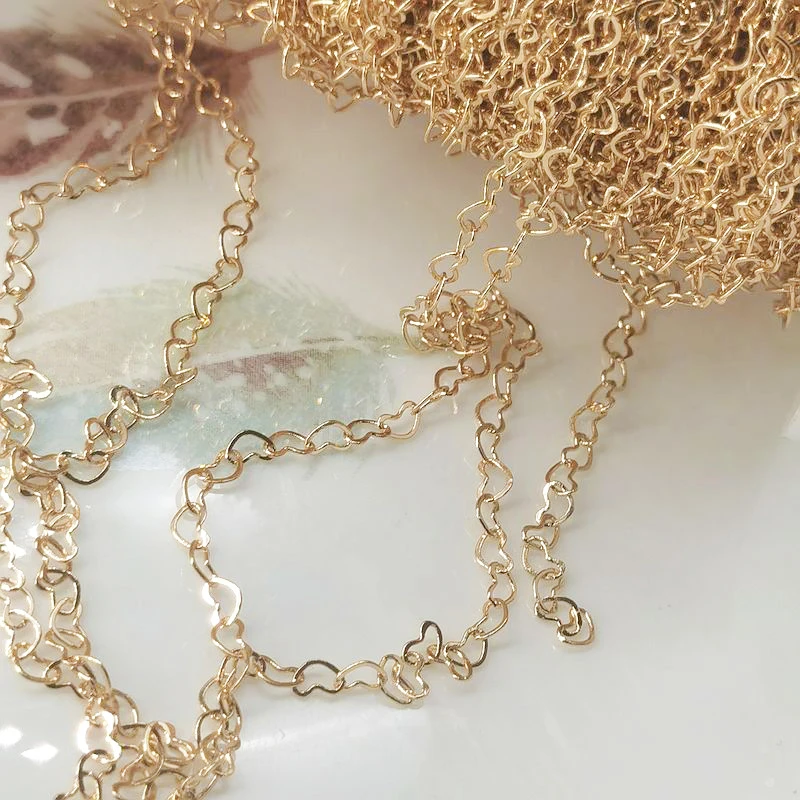 1 метр 3 мм ожерелье любовь сердце цепь серебро розовое золото медные звенья цепи