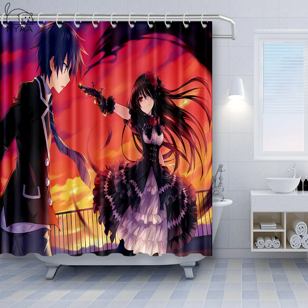 NYAA Date A Live Tokisaki Kurumi занавеска для душа утолщенная 12 крючков ванной