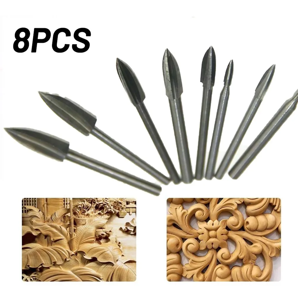 

8PCS Wood Carving And Engraving Drill Bit Milling Cutter Carving Root Tools Chisels Wood Carving Tools
