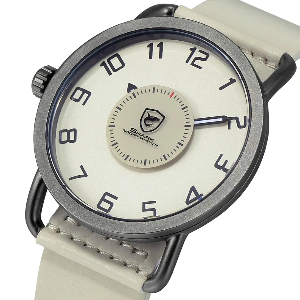 Часы наручные мужские водонепроницаемые кварцевые черные с кожаным ремешком -