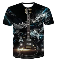 2021 summer new mens 3d printed guitar pattern t shirt fashion large size casual breathable street o neck hip hop short sleeves