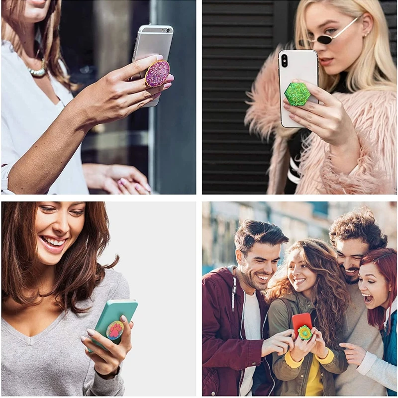 

97QE Phone Grip Mold Epoxy Resin On Top Mold Kit 15 Cavity Silicone Irregular Round Mount Phone Holder Stand Molds Craft Tool