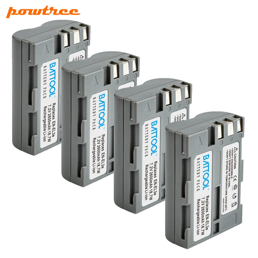 4 Battery Battool 2000 мА/ч, EN-EL3e RU EL3e EL3a ENEL3e Камера Батарея+ Зарядное устройство для Nikon D300S D300 D100 D200 D700 D70S D80 D90 D50 - Цвет: 4 Battery