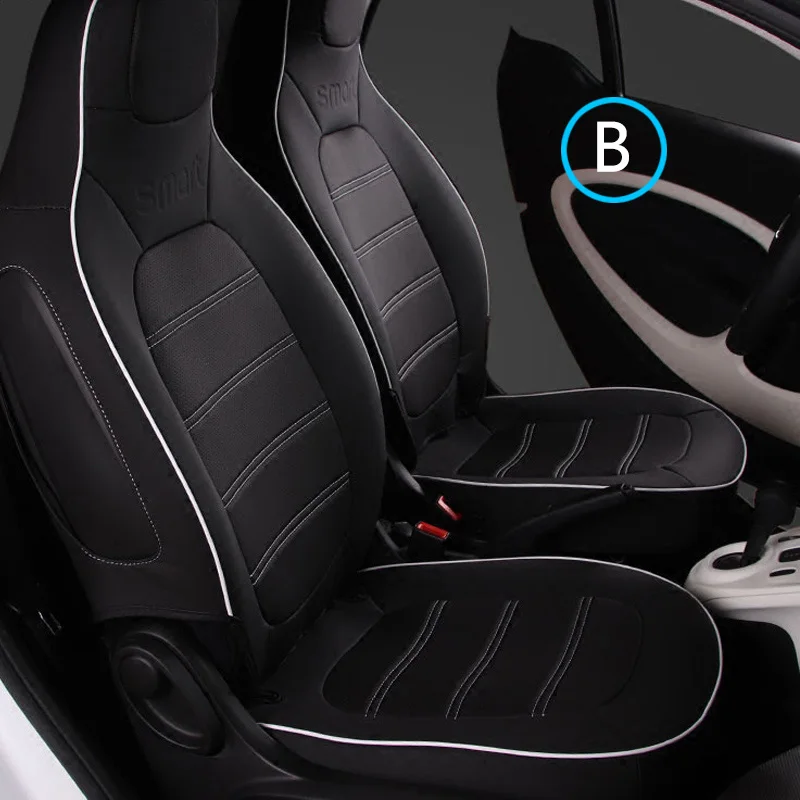Black-B Автомобильное сиденье из кожи, покрытие для интерьера, аксессуары для укладки- Mercedes Smart 453 fortwo, защитная подушка - Название цвета: Black-B