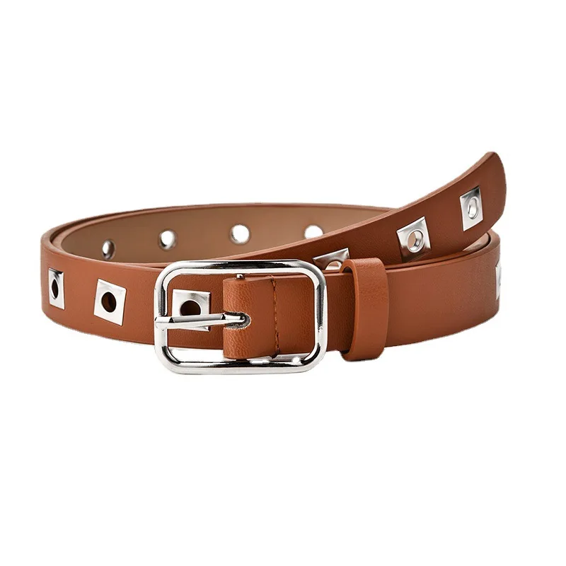 

Grommet PU Leather Belt for Women/Men Punk metal Jean Belt