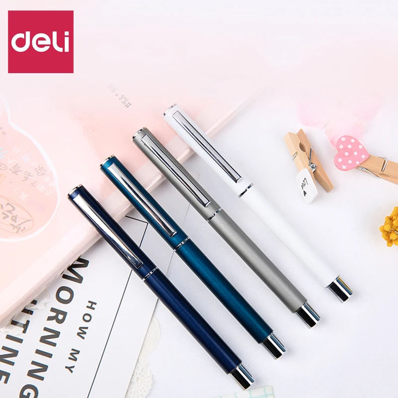 

2 Pcs of Deli S81 Creative Color Metal Pen Holder Neutral Pen 0.5mm Business Office Signature Carbon Pen Student Stationery