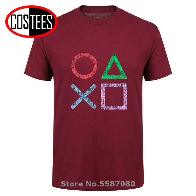 Футболка мужская с логотипом PS винтажная тенниска из хлопка коротким рукавом для