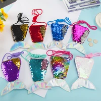huishi girl crossbody bag women mermaid tail sequins paillette coin purse for childs bag handbag money card holder wallet party