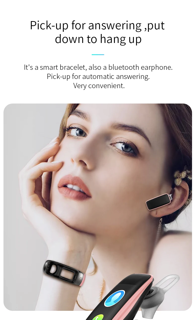 TB02 Bluetooth наушники умный браслет 2 в 1 шумоподавление с микрофоном 0,9" пульсометр кровяное давление смарт-браслет музыкальные гарнитуры