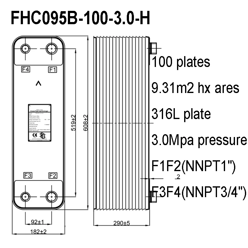 100 пластинчатый теплообменник с паяными пластинами водяной 9 31 м2 охладитель