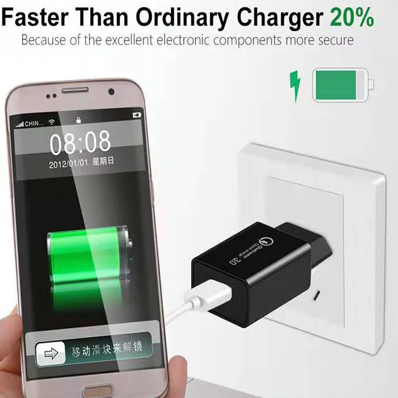 Фото Универсальное USB-зарядное устройство QC 3 0 для телефона или Samsung s10 plus s9 s 8 a40 a30 Универсальное USB-зарядное устройство QC 3 0 для телефона или Samsung s10 plus s9 s 8 a40 a30