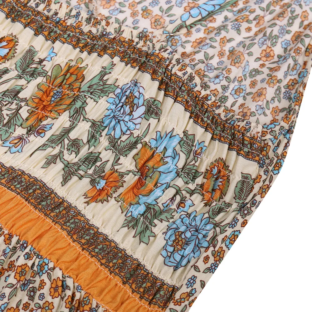 Платье женское макси на бретельках с V-образным вырезом и цветочным принтом |