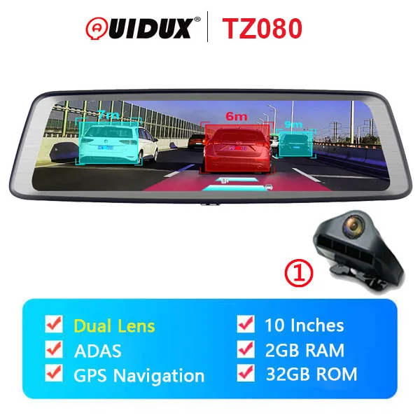 TZ080 QUIDUX 1" ips зеркало заднего вида 4G Android 5,1 gps навигация ADAS dash cam 2G ram 3 2G rom 1080P 4 камеры Автомобильный видеорегистратор DVR - Название цвета: TZ080