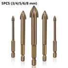 5 шт. Эффективный универсальный сверлильный инструмент, сверло, электроинструменты для открытия отверстий, шестигранные сверла для плитки, Мраморный инструмент для открытия отверстий