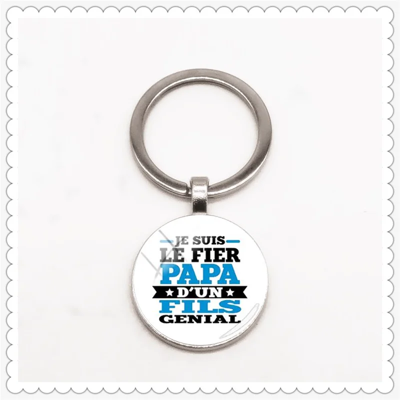 

2020 French alphabet Designje suis un papa genial pattern key chain