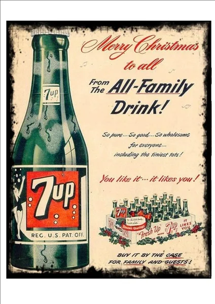 

7 Up Christmas Vintage Advertising Sign Reproduction Metal Secret