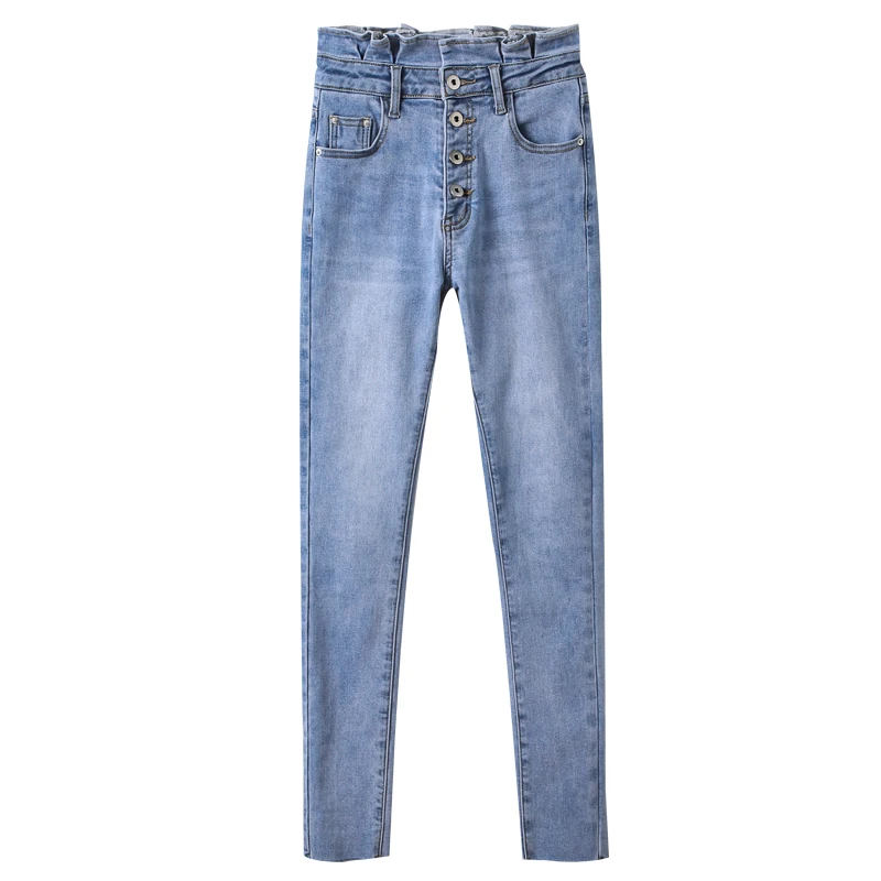 

Fashion high waist women's jeans 2021 spring new ins heavy industry buds tight elastic pencil pants small feet jeans