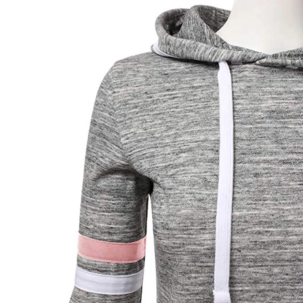 Women Stripe Sweatshirt Long Sleeve Hooded Pocket Pullover Tops Hoodie Streetwear Women Oversized Hoodies Sudaderas Con Capucha