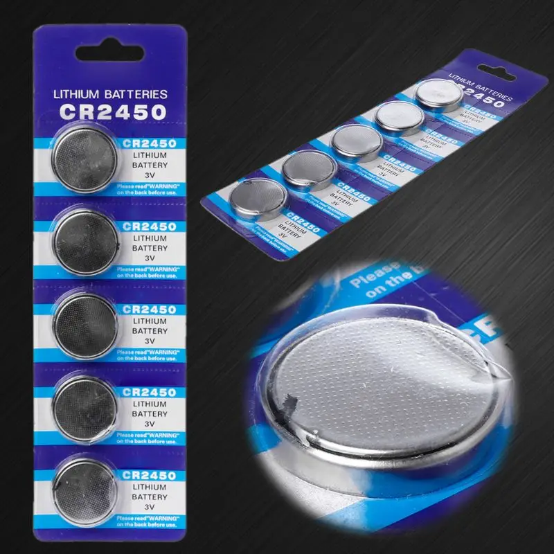 5PCS Button Battery CR2450 Electronic Lithium Coin Cell Batteries 3V KCR2450 5029LC LM2450 Watch Toy Remote B85B | Электроника