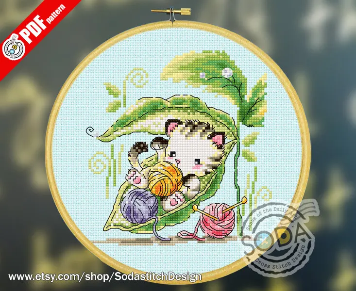 

HH WY Высококачественный Набор для вышивки крестиком, Набор для вышивки крестиком, содовый, OP58-кошки в горошек