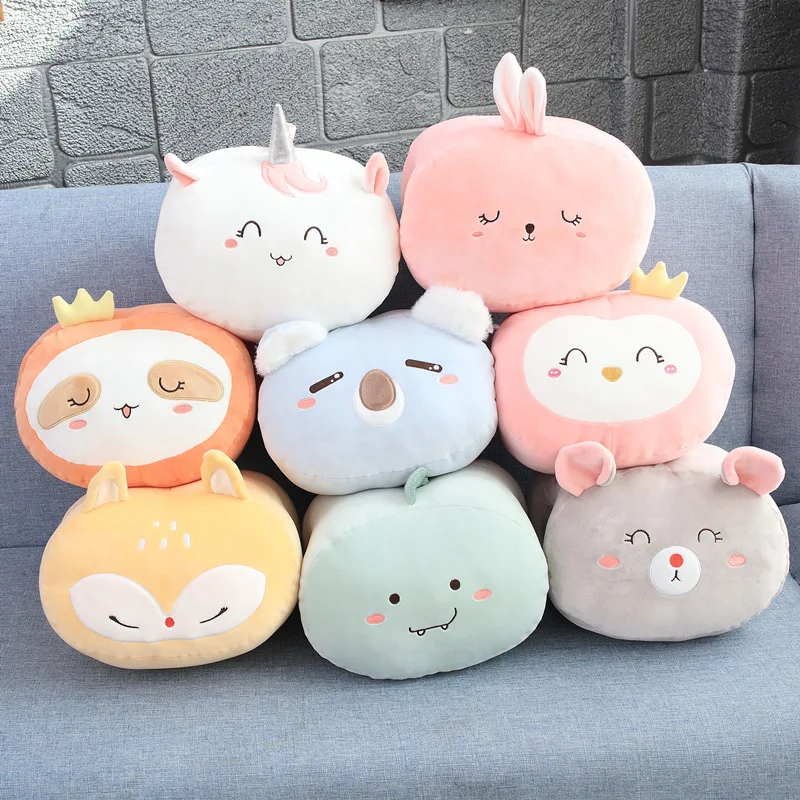 Мягкая хлопковая теплая плюшевая подушка с изображением животных игрушки для