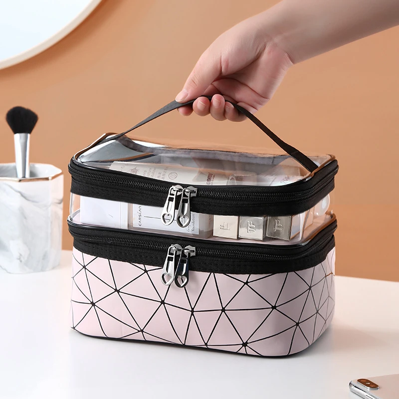Multifunction Double Transparent Cosmetic Bag Women Make Up Case Big Capacity Travel Makeup Organizer Toiletry Beauty Storage | Багаж и