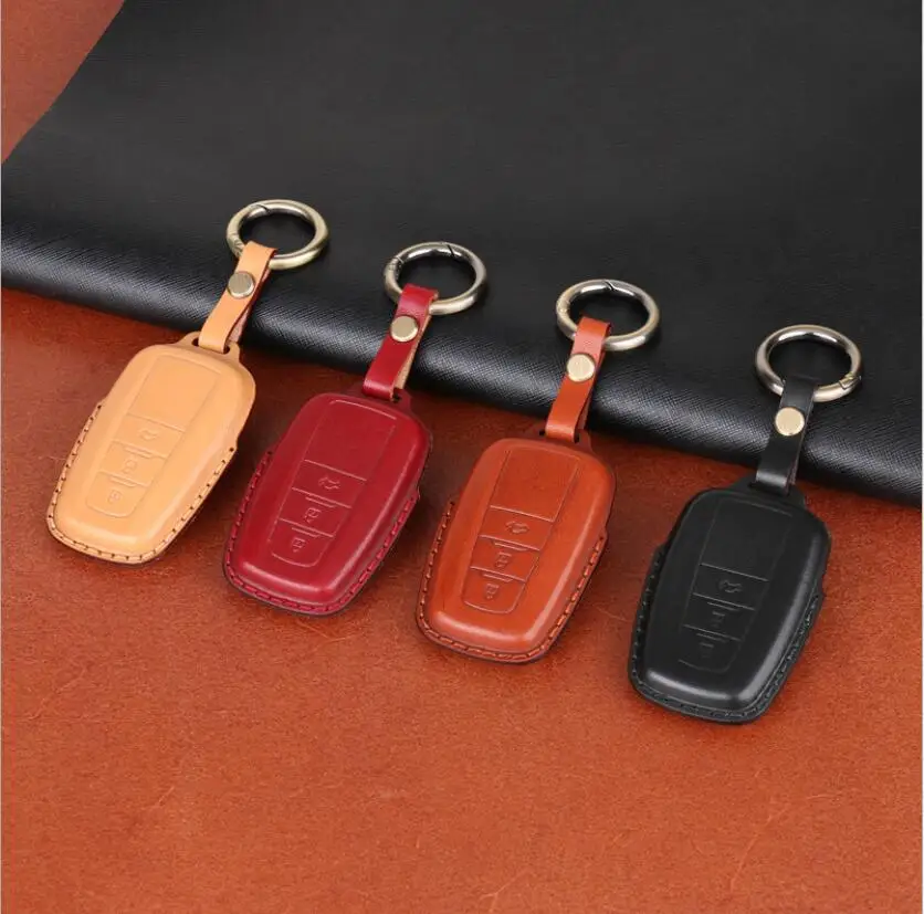 Автомобильный чехол для ключей из натуральной кожи с 3 кнопками|Футляр