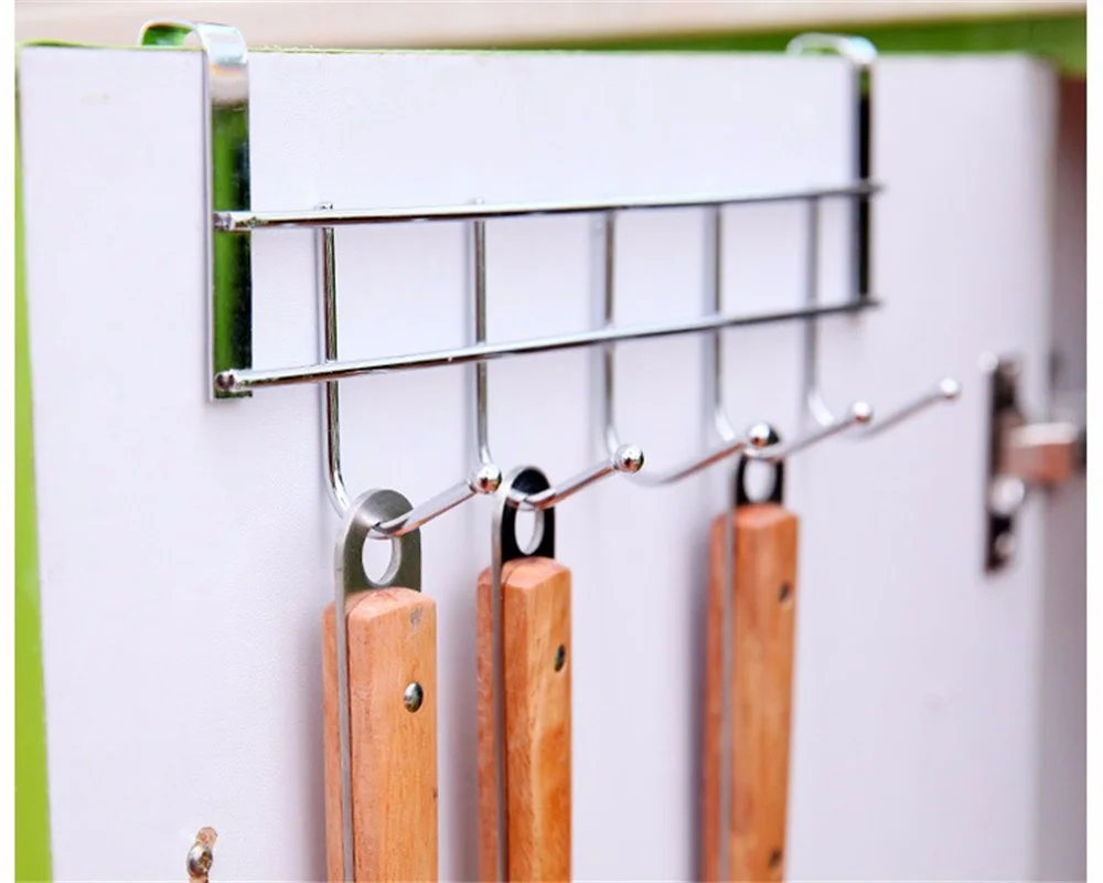 

Door 5 Hooks Metal Hook Up For Kitchen Door Hanger Coat Cabinet Home Storage Supplies Hook Kitchen Tools Towel Holder