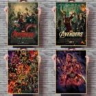Серия супергероев Marvel, фильмы Мстители, ретро, постер из крафт-бумаги, Железный человек, Капитан Америка, Человек-паук, семейная Настенная Наклейка