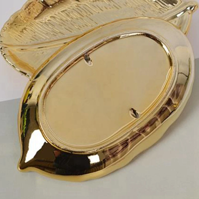 

Golden Leaf Ceramic Storage Tray Golden Leaf Jewelry Tray Dried Fruit Tray Home Decoration