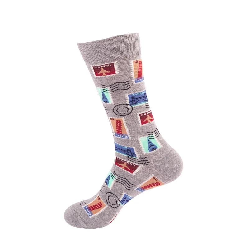 

Unisex Happy Funny Socks Women's Skateboard Zebra Pattern Watch Animal Fish Fried Egg Fruit Apple Male Personality Happy Socks