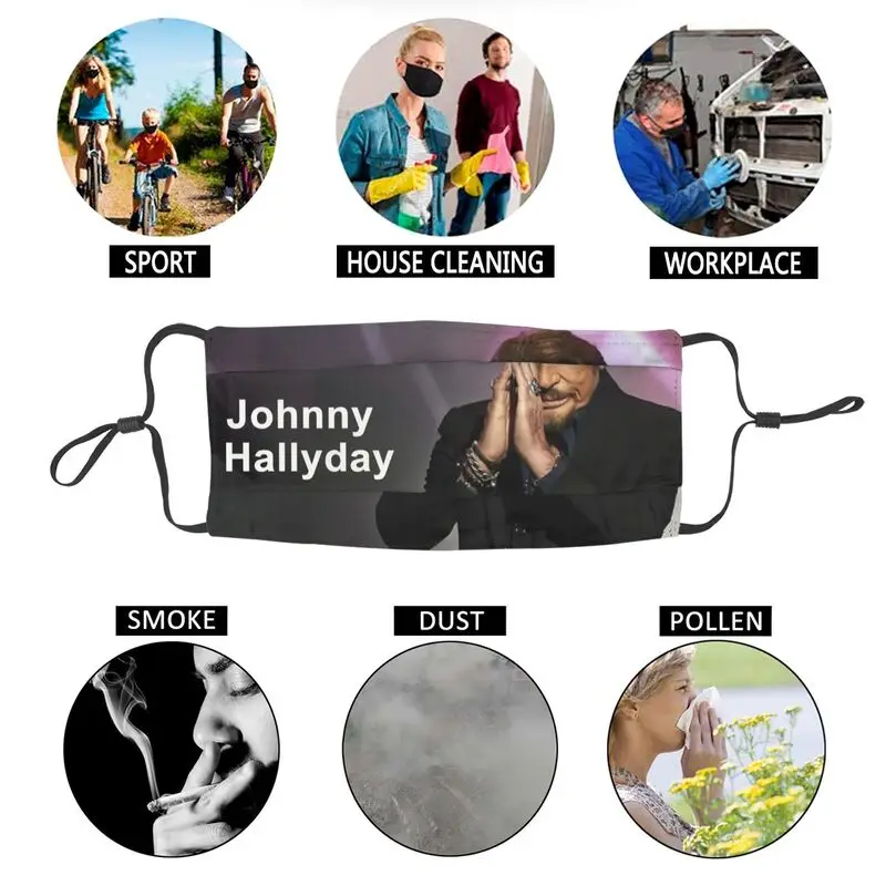 

Rock Johnny Hallyday Mouth Face Mask Washable Adult French Singer Music Mask Anti Haze Dustproof Protection Respirator Muffle