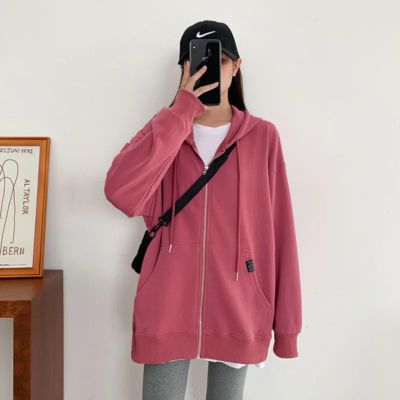 

Свитер женский весенне-осенний Тонкий с капюшоном на молнии