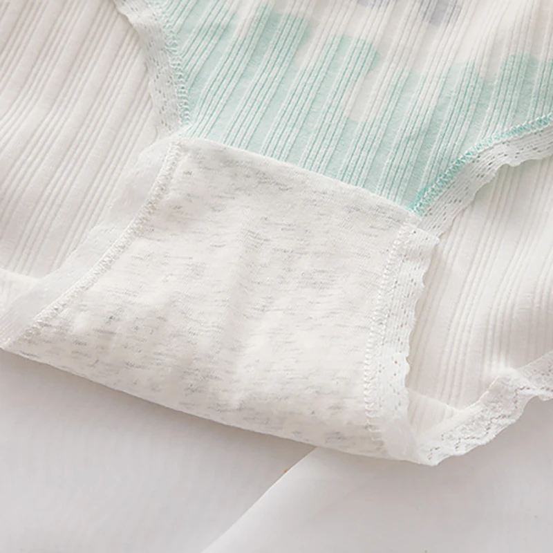 Женские трусики хлопковые с зелеными фруктами модные сексуальные кружевные