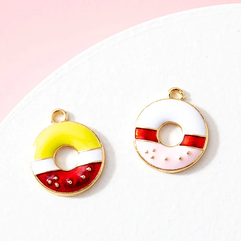 10pcs Cute Cartoon Food Donuts Charm for Jewelry Making Charms DIY Necklaces Earrings Pendants Accessories