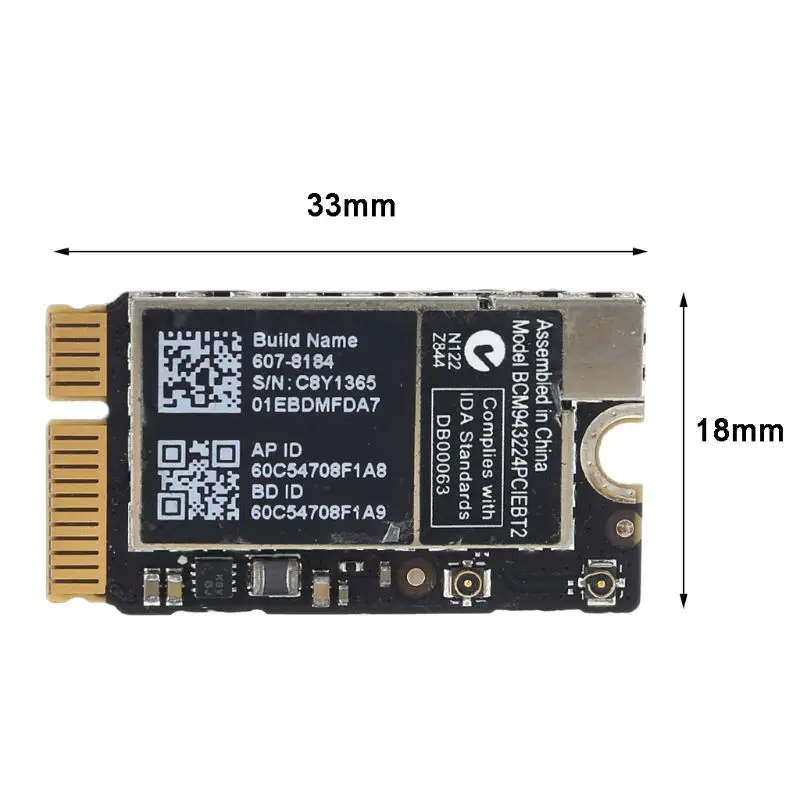 Сетевая карта BCM943224PCIEBT2 2 4/5G WiFi BT 4 0 Mini PCIe для mac OS Macbook X6HA|Сетевые карты| |