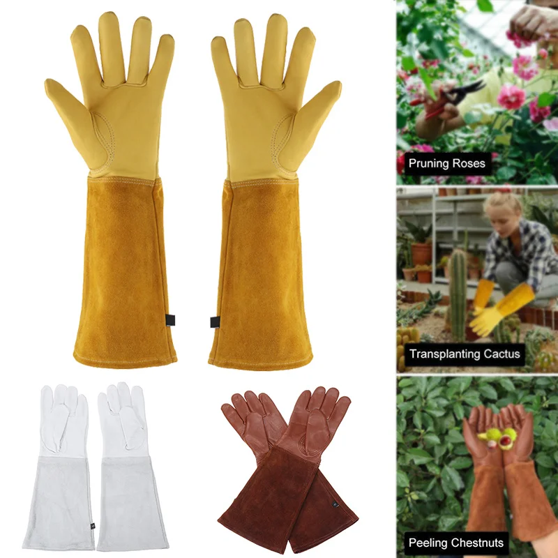 

1 Pair Heavy Duty Gardening Rose Pruning Gauntlet Gloves n Proof Work Welding