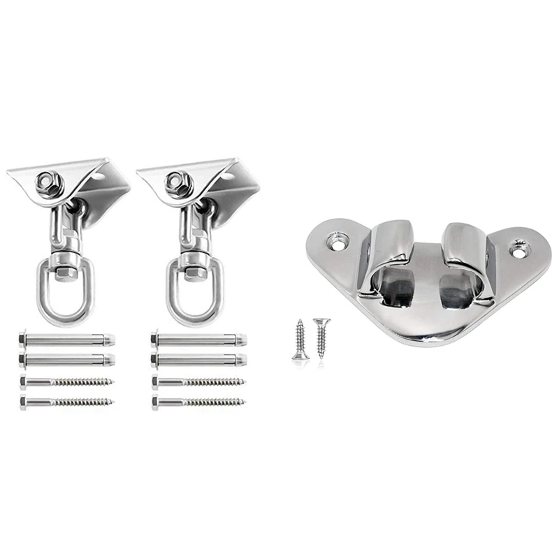 

1 Set Rotating Fixed Plate, Rotating Load-Bearing Hook & 1 Pcs 316 Stainless Steel Bollard,Ship Fairlead